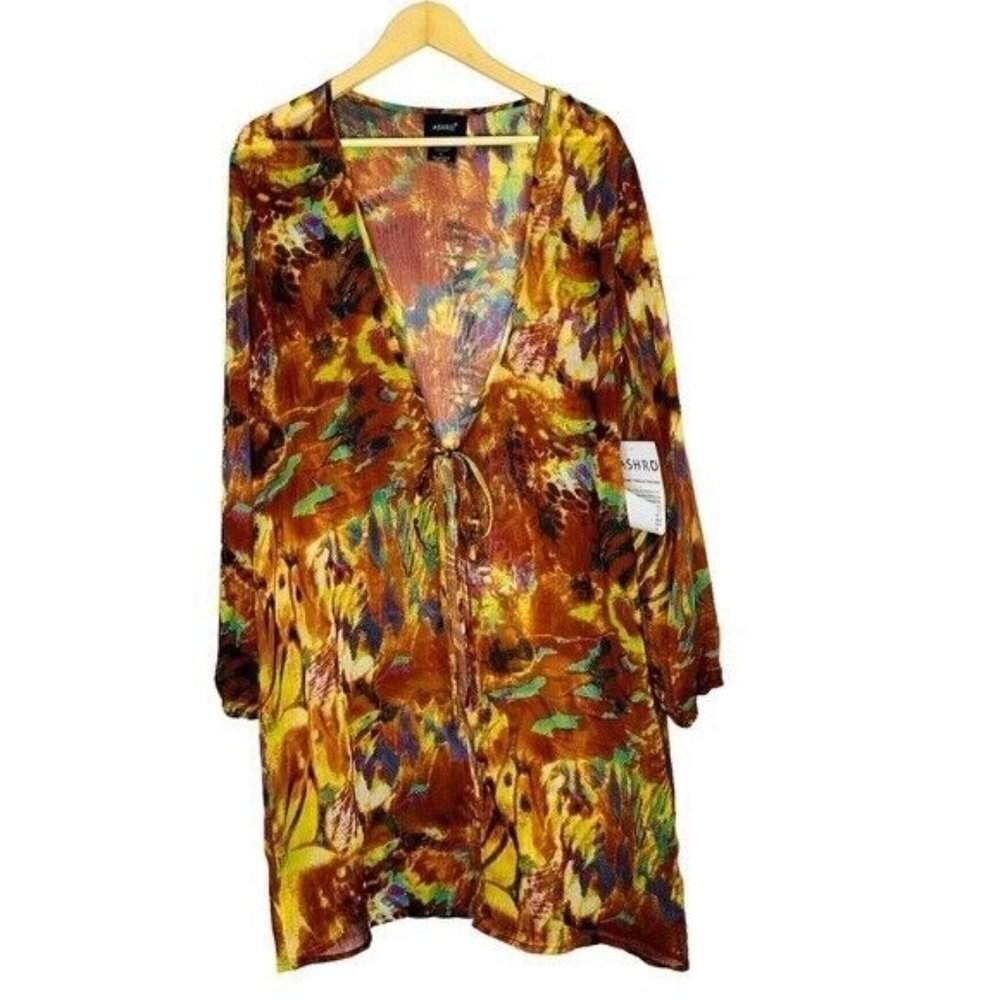 Ashro Fall color Kimono Coverup Front Tide Size Large